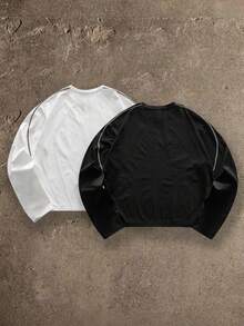 AXEPEAK 男士圆领长袖休闲时尚百搭T恤 - 彩色 - 查看 2