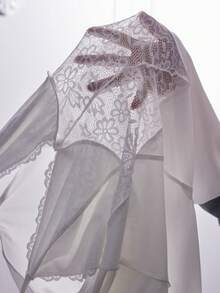 Slumberist 大码女式蕾丝拼接吊带睡裙 - 白色 - 查看 4