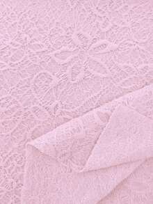 SHEIN LUNE 女士花卉纹理前系带单排扣修身优雅T恤 - 粉色 - 查看 7