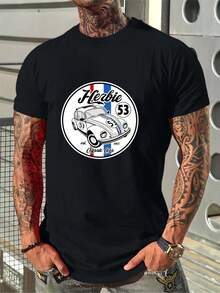 Versatile Casual Loose Fit Short Sleeve T-Shirt With Fun Racing Design Print, For Vacation, Work And Everyday Wear - Pink - View 3