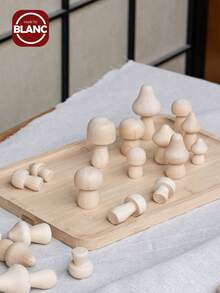 5/10pcs Unfinished Wooden Mushrooms, Natural Mini DIY Craft Mushroom Figurines For Art, Crafts, Painting, Home Shelf, Desktop Decor - Multicolor - View 4