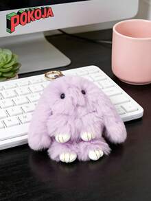 POKOJA LAND - BESTSELLERS 1个可爱兔子毛绒挂件，蓬松兔子钥匙扣装饰，适用于复活节、手机、车钥匙、汽车配件、包包、生日、圣诞节、情人节礼物精选、复活节礼物 - 彩色 - 查看 4