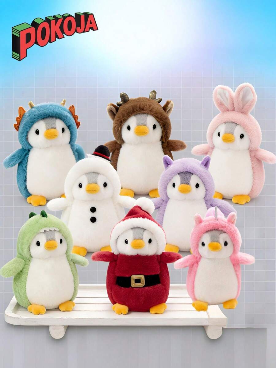 POKOJA LAND - BESTSELLERS 1 件装毛绒企鹅动物玩具，可爱毛绒企鹅，可穿衣服的小企鹅，男孩女孩生日礼物之选，娃娃包挂件