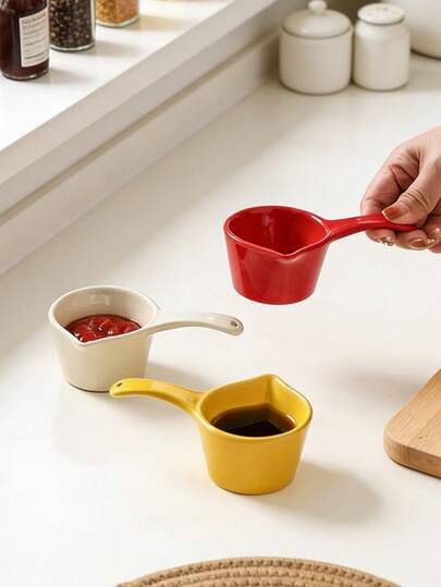 Joivida 1件套陶瓷家用调味碟，番茄酱调味碟，醋碟，黑胡椒酱蘸碟，浓缩咖啡牛奶杯碟。