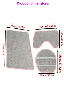 3 Piecesbathroom Carpet Set Includes Bathroom Carpet, Contour Pad, And Toilet Lid, Machine Washable, Ultra Soft Ultra-Fine Fiber And Anti Slip Bathroom Carpet With Anti Slip Backing, Pink - Pink - View 6