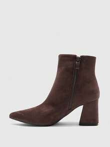CUCCOO BIZCHIC Botas de tacón alto de color borgoña de moda para mujer - Marrón Chocolate - Ver 10
