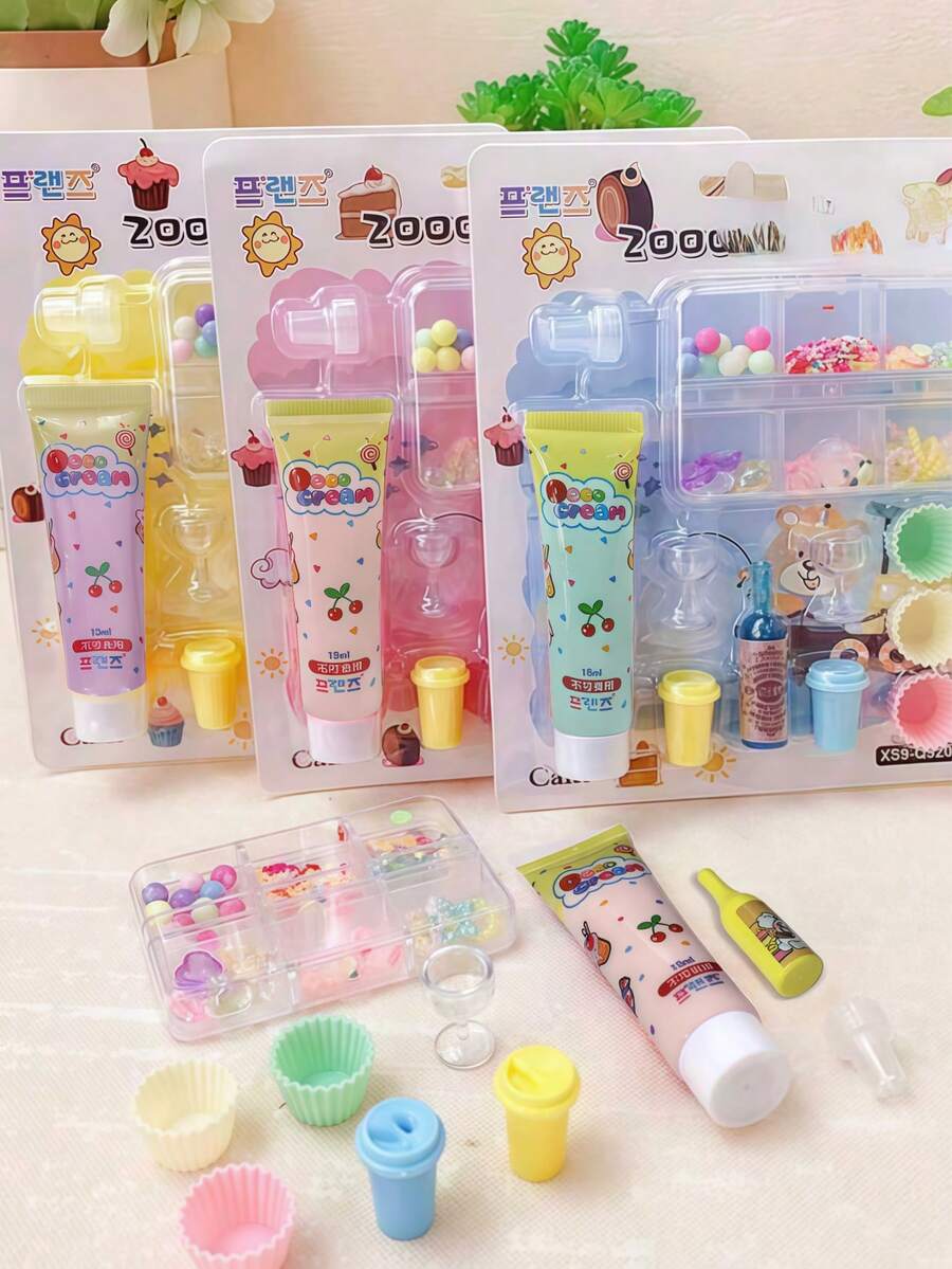 1/3件套逼真奶油甜点雕塑套装，不可食用树脂工艺品套装，适用于咖啡吧展示、蛋糕店装饰、成人DIY收藏、波西米亚风家居置物架装饰、摄影道具、派对中心摆件模型 - 彩色 - 查看 1