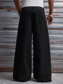 AXEPEAK Men's Washed Rhinestone Embellished Pants, High-End Stylish Trousers - Black - View 2