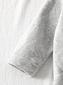 SHEIN Conjunto de 2 piezas de sudadera con capucha y pantalones rosados con bordado, suaves y cómodos para bebé niña, para otoño/invierno - Gris - Ver 7