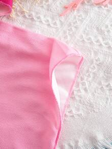 SHEIN Babygirl's Cute And Casual Pink Cartoon Pattern Hooded Loose Swimsuit Cover-Up