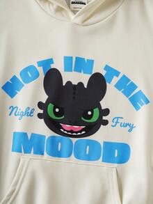 SHEIN How to Train Your Dragon Tween Boy Casual Letter & Dragon Print Sweatshirt, Autumn - Apricot - View 3