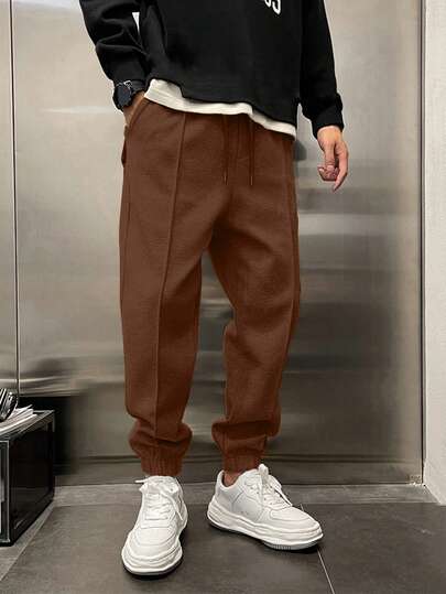 EURMUSE Cotton Men Solid Slant Pocket Sweatpants
