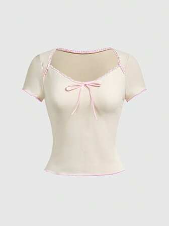 Kawaii T-shirt avec nœud papillon, style Y2K pour femmes