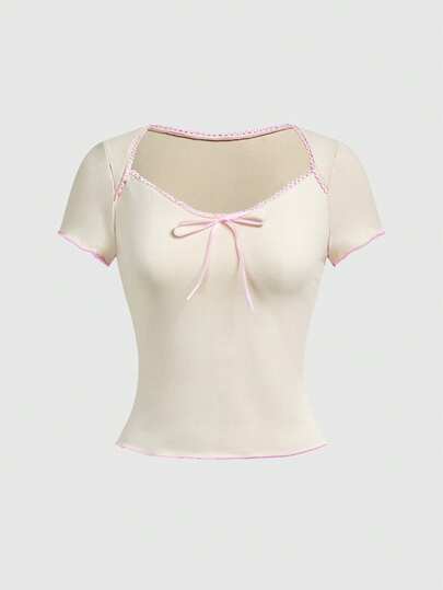 Kawaii T-shirt avec nœud papillon, style Y2K pour femmes