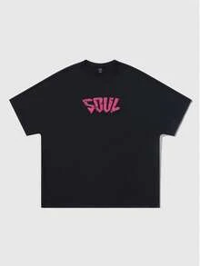 ROMWE MEN Street Life Men's Casual Skull & Letter Print Short Sleeve T-Shirt, Summer - Black - View 2
