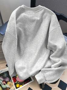 Claim Dot Men's Loose Letter Print Round Neck Long Sleeve Thermal Lined Casual Sweatshirt Going Out Crew Neck Light Grey Graphic Sweatshirt, For Friends, Husband, Boyfriend Gifts, For Fall Winter - Light Grey - View 2