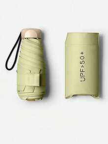 SHEIN 1 把迷你旅行遮阳伞，带保护套，小巧紧凑，防紫外线，轻便防风，适合徒步旅行