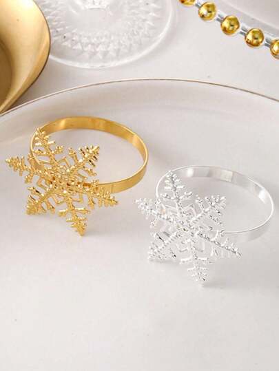 雪の結晶ナプキンリング 6個セット、高級感のあるクリエイティブなテーブルウェア装飾ナプキンホルダー、レストラン、ホテル、誕生日、結婚式、ファーム、バレンタインデー、ビュッフェ、パーティー、ホームキッチンテーブルの装飾に