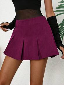 Chiquease Falda plisada elegante de color sólido para mujer en verano - Morado Violeta - Ver 6