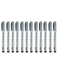 12pcs Soft Head Silver Metal Paint Pens For Diy Drawing On Black Card/Doodling/Craft/Scrapbooking/Sign-Making, School Supplies, Office Supplies, Stationery Supplies, School Stuff, School Things Back To School - Multicolor - View 5
