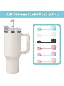 6 cái/2 cái Nắp đậy ống hút bằng silicon có thể tái sử dụng, tương thích với cốc , chống tràn, chống bụi, nắp đậy ống hút khi quay lại trường - Nhiều màu - Xem 5