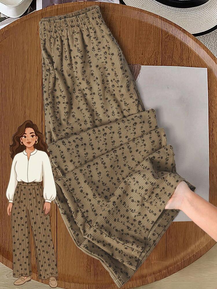 Women's Casual Ditsy Floral Elastic Waist Loose Pants Winter Clothes For Women