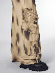 ROMWE MEN Street Life Men's Ink Dot Distressed Straight Leg Jeans - Brown - View 5