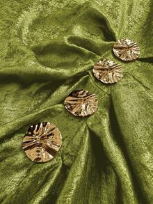 Maweii 大码纯色圆领优雅褶皱连衣裙 - 薄荷綠 - 查看 7