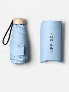 SHEIN 1 把迷你旅行遮阳伞，带保护套，小巧紧凑，防紫外线，轻便防风，适合徒步旅行