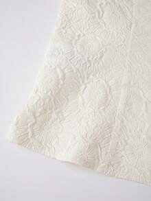Chiquease Women's Elegant Contrast Trim Jacquard V-Neck Camisole, Suitable For Commuting, Summer - White - View 7