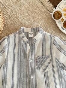 LMoss Kids 男婴条纹休闲衬衫短裤两件套 - 彩色 - 查看 5