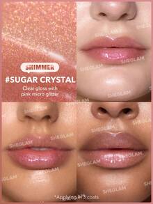 SHEGLAM Pout-Perfect Shimmer 豐唇膏-糖晶保濕豐唇閃光固體唇彩不沾唇閃光滋養豐唇精華椰子油唇膏唇部化妝品 品牌 美容 化妝 化妝品 適合女性與女孩 完美搭配夏季春季 Y2K 時尚 流行 生日 母親節禮物 假期 派對準備就緒 最佳顏色 - Sugar Crystal - 查看 3