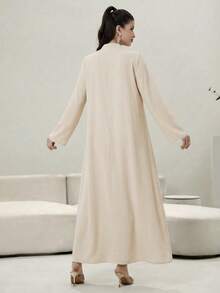 Al Najma 刺绣、提花、串珠连衣裙，传统阿拉伯风格女装 - 杏色 - 查看 2