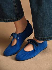 Rosivie Giày bệt đơn sắc thoải mái, dễ chịu, thích hợp cho việc đi lại hàng ngày - Xanh đậm - Xem 4