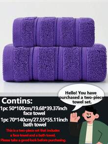 3pcs/2pcs Set Modern, Simple, Personalized, Plain Colored Towels For Face Washing, All Cotton For Home Use, Suitable For Both Men And Women, Soft And Skin Friendly, Quick Drying Bath Towels, Daily Gifts, Multi-Purpose Universal Towels, Bathroom Hair Accessories, Gym Yoga, Outdoor Swimming Pool Towels, 34 * 75 Towels, 70 * 140 Towels, 34 * 34 Square Towels - Purple - View 9