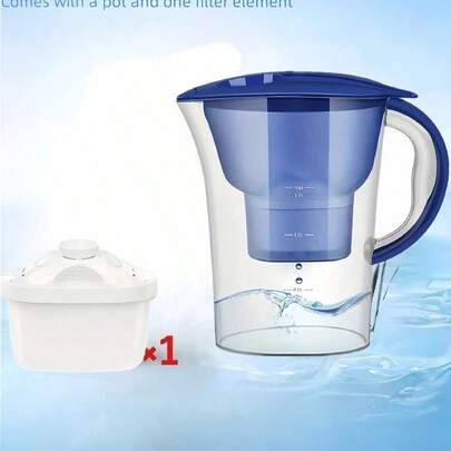 3.5升净水壶，6杯大容量 | 去除氯、重金属和杂质 | 适用于家庭、厨房、旅行和露营 | 包含1个净水壶和1个滤芯（另售6个替换滤芯） | 改善自来水的口感和纯净度