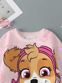 SHEIN | PAW Patrol 少女卡通图案圆领长袖卫衣 - 白色 - 查看 4