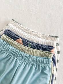 SHEIN Vintaside Kids 10件/5套男婴套装，包括5件针织短袖圆领上衣和5条弹力腰针织短裤。上衣颜色有卡其色、灰蓝色、军绿色、棕色和黑色，短裤颜色与之相配。适合春夏季节户外休闲穿着，尺码为6个月至2-3岁。 - 彩色 - 查看 9