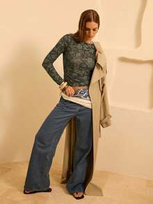 Aralina Women's Boat Neck Raglan Sleeve Fitted Elegant T-Shirt - Army Green - View 4