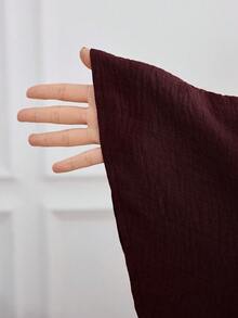 Modelyn Plus Size Women Solid Color Button Half Placket Ruffle Sleeve Waist Tie Elegant Dress - Burgundy - View 9