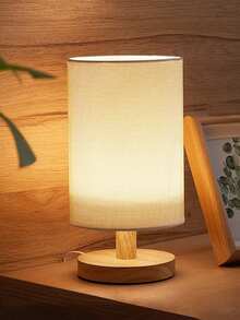 1Pc Minimalist Linen Cylinder Desk Lamp, Bedside Table Lamp, USB With Switch, Nighttime Lighting Suitable For Home Living Room Bedroom Desk Bedside Lighting Decor - Yellow - View 3