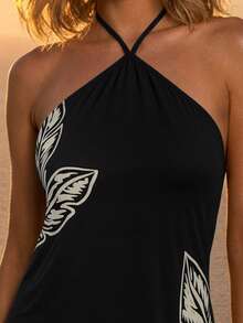 CAJUNI Váy ngắn thời trang đi nghỉ mát dòng Foliage PB - màu đen - Xem 5