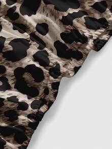 ROMWE Grunge Punk Sexy Leopard Print Plunging Neckline Backless Bow Tie Camisole For Women - Black - View 3