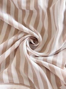 Elaquor Plus Size Casual Commuter Striped Shirt, Autumn - Apricot - View 7
