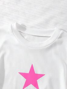 SHEIN 2pcs/Set Tween GirlsAmerican Style Graphic T-Shirt And Casual Cargo Pants Set, Fashion Outfit For Daily, Vacation - Hot Pink - View 6