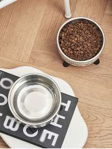 1pc Elevated Pet Bowl, Stainless Steel Dog/Cat Food & Water Bowl, Neck-Friendly Design