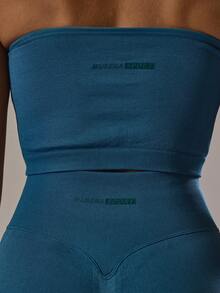 Musera Sport Sport Halterneck Plunge Tank Top And Leggings Co-Ord Set Active Gym Workout Casual Sonder - Blue - View 6