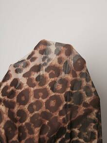 5 st Plus Size Leopardmönstrade Lingerieset med Paljetter och Tofsar för Dam - Multifärgad - Visa 9