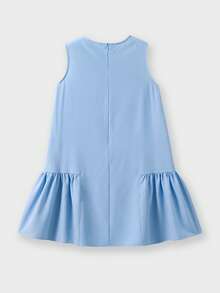 Tween Girls' Casual Blue Dress, Versatile Fashionable Summer Outfits, Inspired By Spring And Summer Styles, Shorts And Tops Sets - Baby Blue - View 2