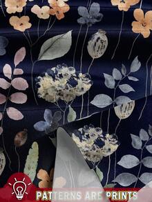 EMERY ROSE Floral Pattern Women's Blue Casual Shirt, Suitable For Summer Chic Blouses For Women - Navy Blue - View 3